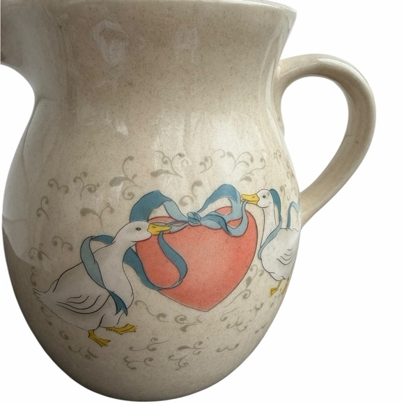 Vintage Charming Cream Pitcher with Heart and Goose Design - Picture 8 of 9
